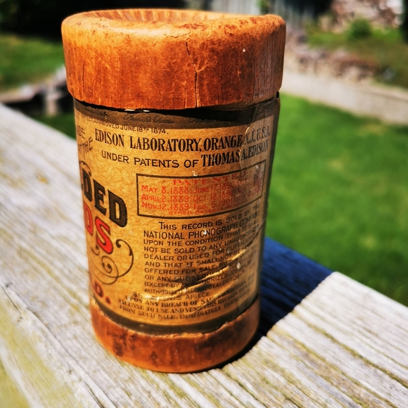 Antique Thomas Edison Gold Moulded Records Cardboard Container - Picture 10 of 16